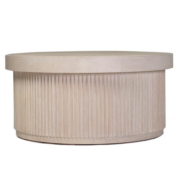 Colmo Fluted Round Oak Round Coffee Table