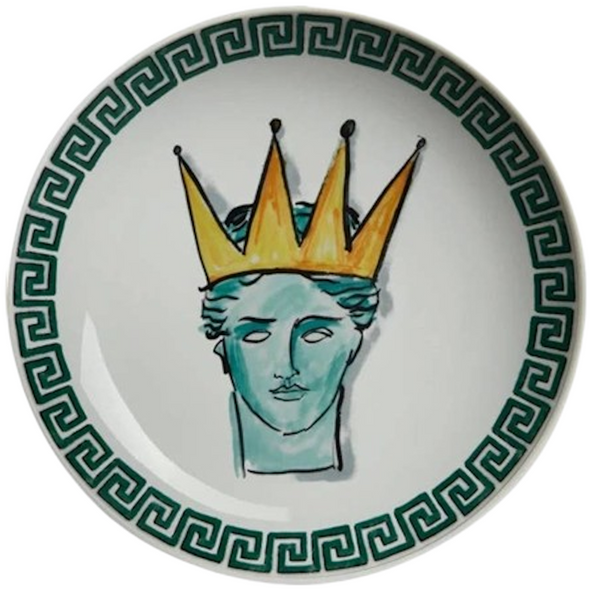 Ginori Inspired Poseidon's Journey Green Crowned Muse Decorative Ceramic Plate