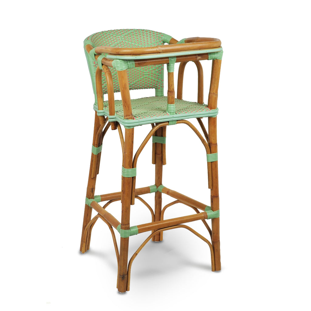 Valence French Bistro Rattan Baby Highchair - Honeycomb - Jade/Rose