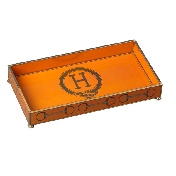 Orange Hermes Inspired "H" Glass Tray