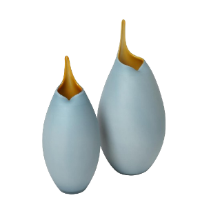 Robbin's Egg blue and Amber Vases