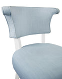 Round Back Light Blue Linen Upholstered Dining Chair