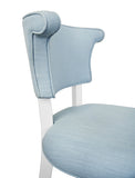 Round Back Light Blue Linen Upholstered Dining Chair