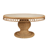 Rattan With Decorative Apron And Glass Top Dining Table Limited Availability