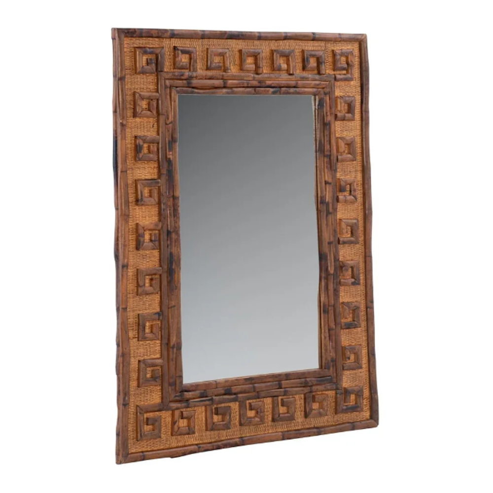 Greek Key Antique Tortoise Mirror