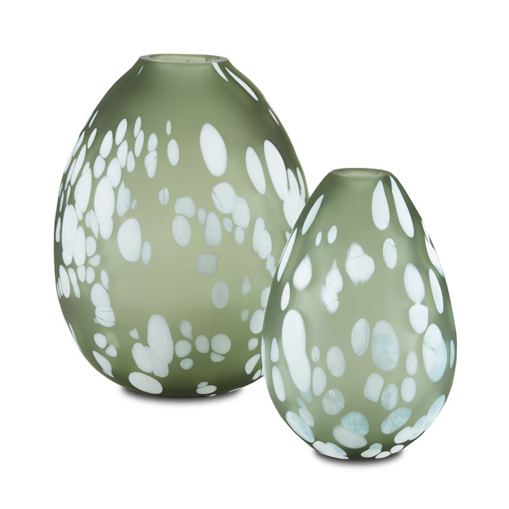 Green Egg Shaped Glass Vase (Set of 2)