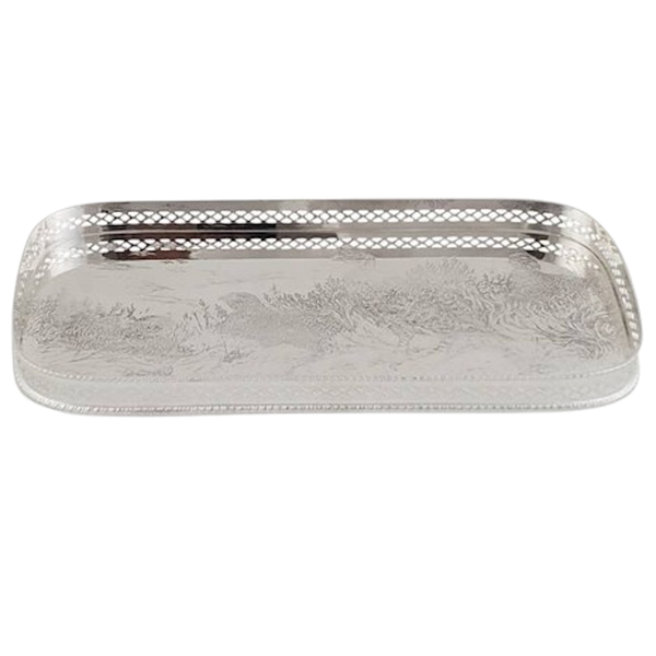 Famous Grouse 12" X 6" Tray English Silver Plate.