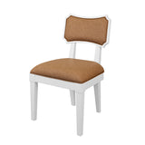 Bow Back Dining Chair Baby Blue Linen or Camel Faux Leather