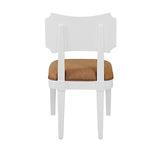 Bow Back Dining Chair Baby Blue Linen or Camel Faux Leather