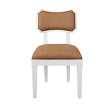 Bow Back Dining Chair Baby Blue Linen or Camel Faux Leather