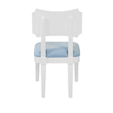 Bow Back Dining Chair Baby Blue Linen or Camel Faux Leather