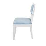 Bow Back Dining Chair Baby Blue Linen or Camel Faux Leather