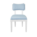 Bow Back Dining Chair Baby Blue Linen or Camel Faux Leather