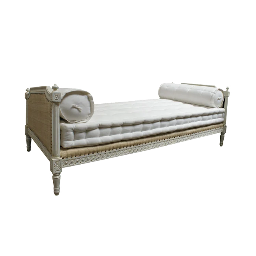 Hamish Daybed White Raffia Sand Dollar Fabric