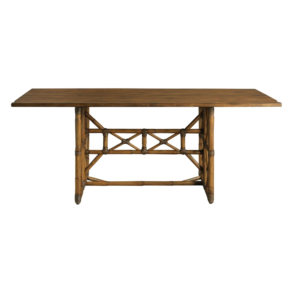 Rattan Flip Top Table, Knotty Pecan