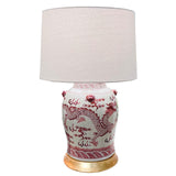 Rustic Red Dragon Jar Table Lamp