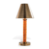 Hermes Orange & Gold Amber Stone Table Lamp 14"