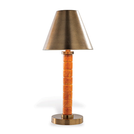 Hermes Orange & Gold Amber Stone Table Lamp 14"