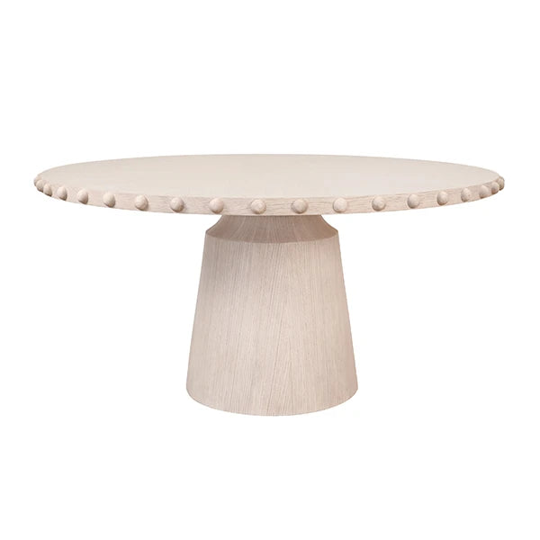 Aden White Oak Studded Dining Table