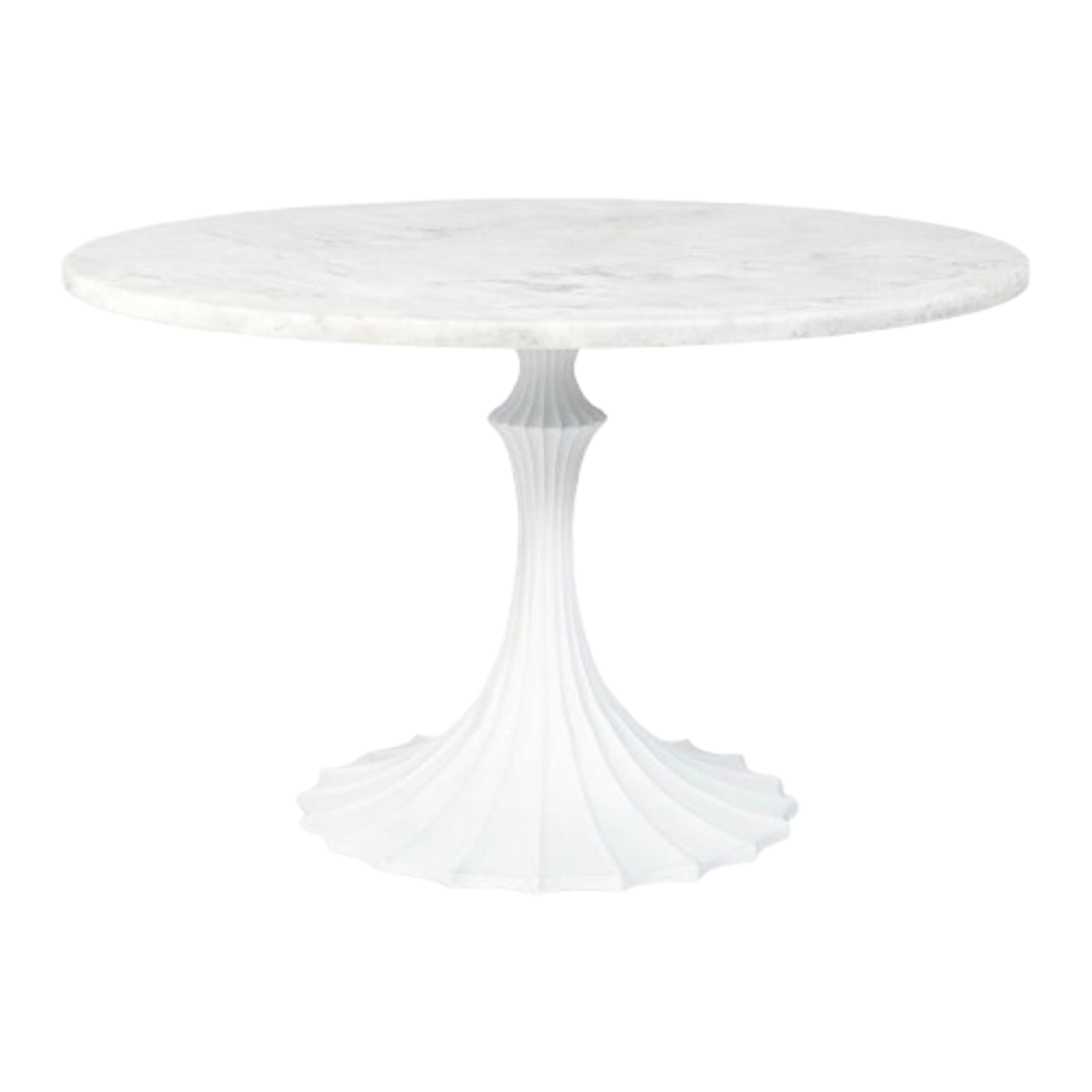 Flute Table-Marble/White