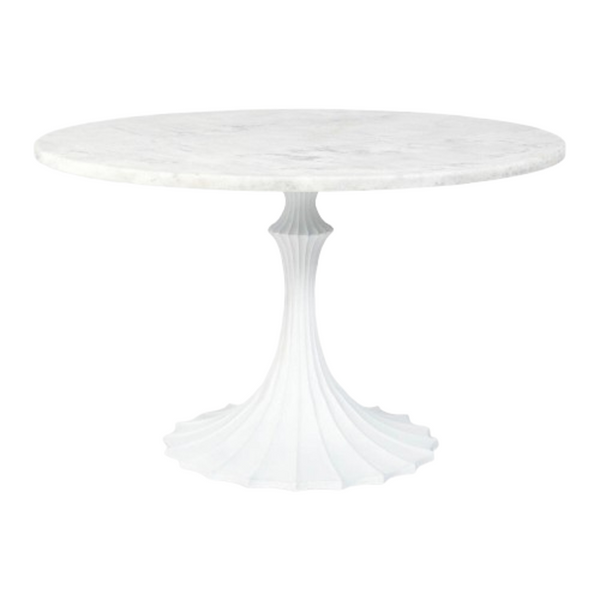 Flute Table-Marble/White
