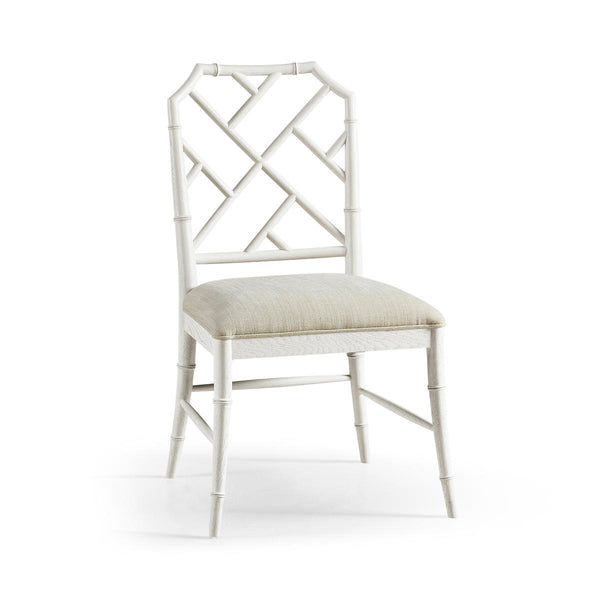 Chippendale Bamboo Side Chair in Chalk White
