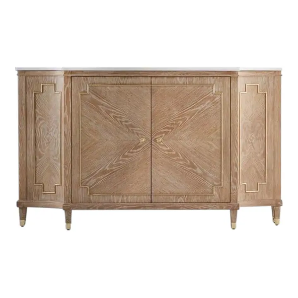 Oak and Marble Top Hall Cabinet