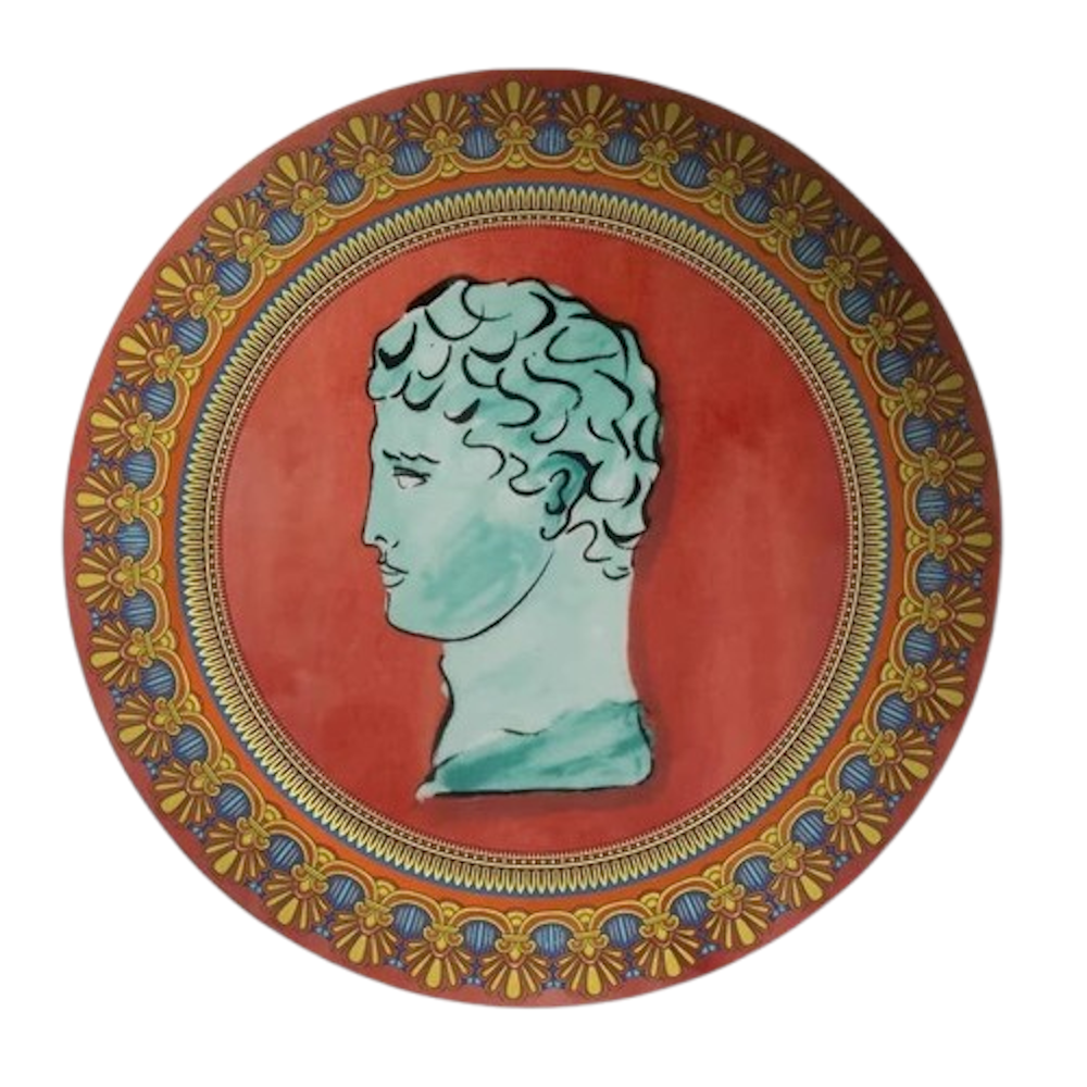 Ginori Inspired Poseidon's Journey Terracotta & Gold Classical Bust Decorative Ceramic Plate