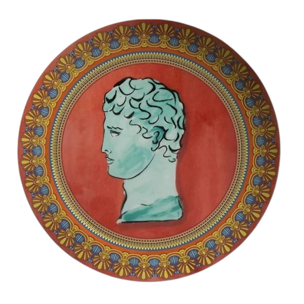 Ginori Inspired Poseidon's Journey Terracotta & Gold Classical Bust Decorative Ceramic Plate