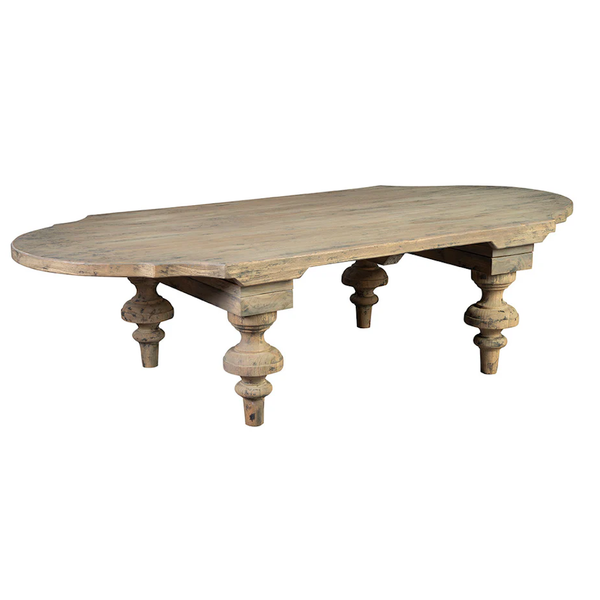 Oversized Scalloped and Turned Leg Coffee Table