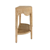 Scalloped Rattan Demilune Table