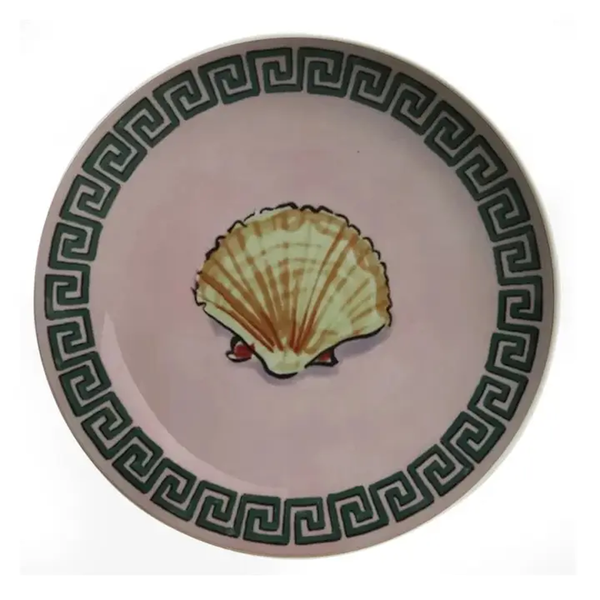Ginori Inspired Poseidon's Journey Pink Scallop Shell Decorative Ceramic Plate