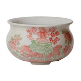 Four Seasons Pink & Green Porcelain Bulbous Cachepot