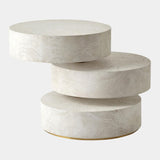 Pivot Ash White Burl Wood Round Coffee Table and Side Table Options