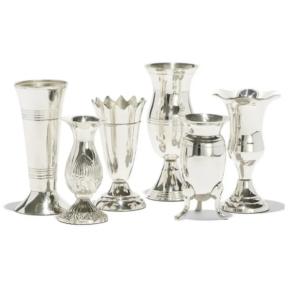 Queen Anne's Vases - Silver-Plated Brass Set of 6