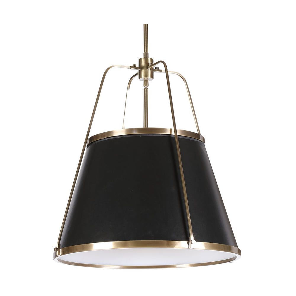 Classic Black Leather and Gold Pendant