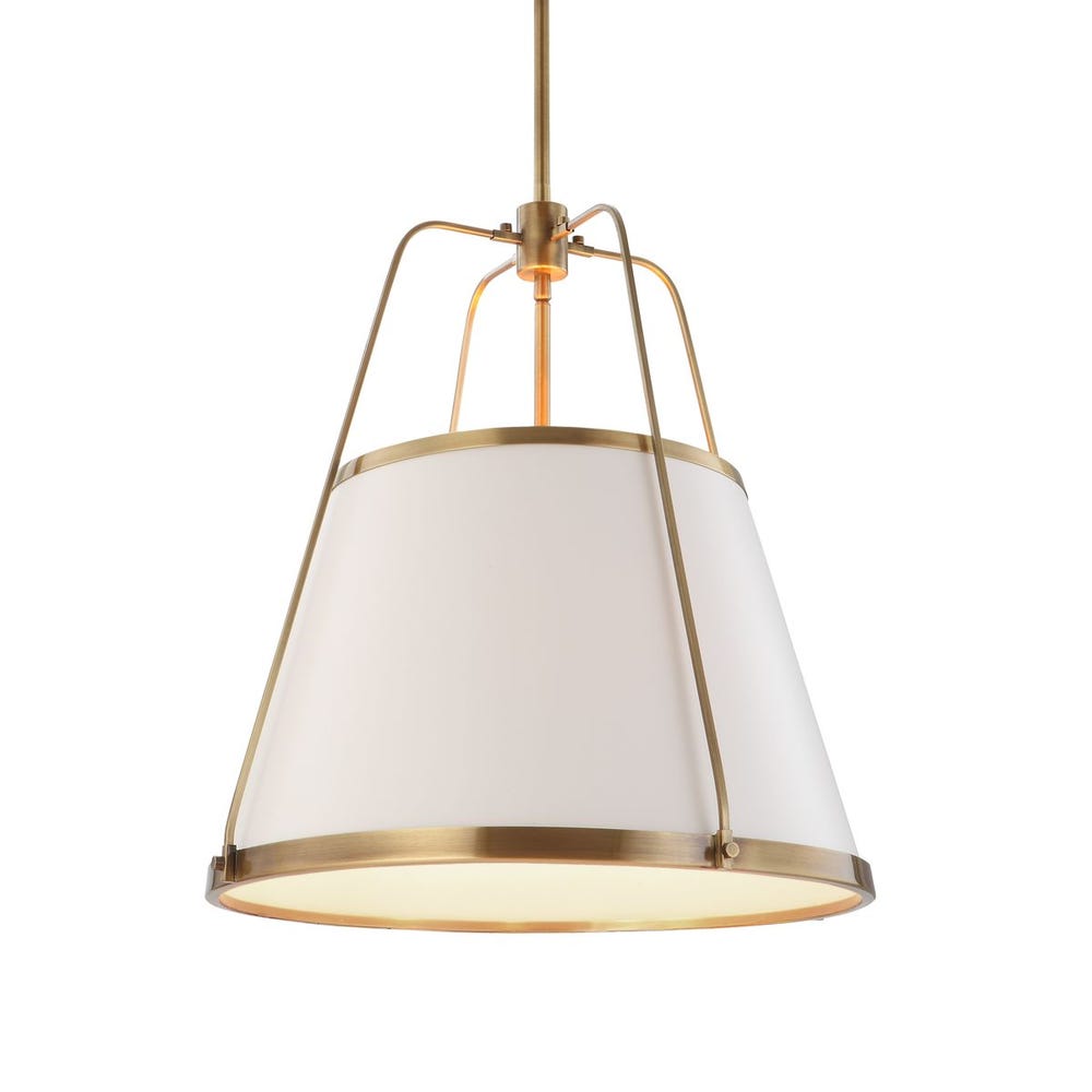 Classic White Leather and Gold Pendant