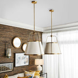 Classic White Leather and Gold Pendant