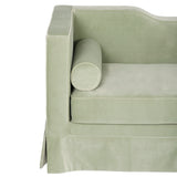 Skirted Tuxedo Style Sage Velvet Sofa