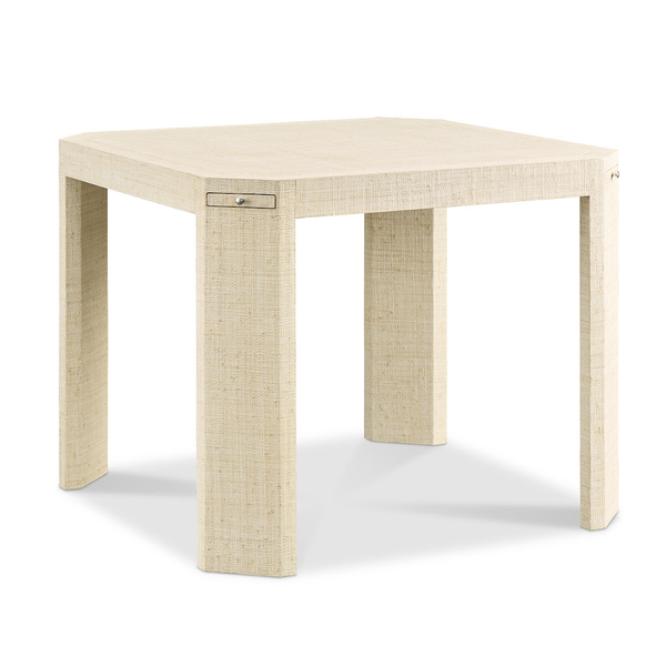 Wrapped Raffia Game Table with Drink Drawers
