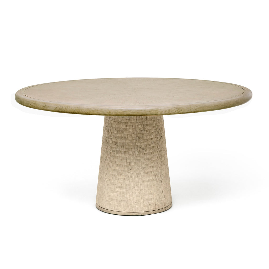 Raffia and Oak Wood Round Dining Table – MAKENZIE BAILEY