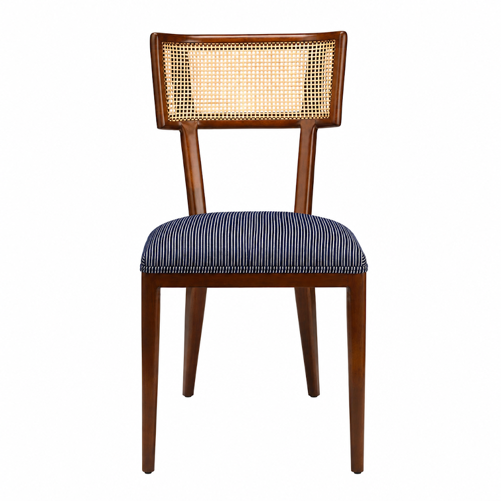 Mahagony Cane Dining Chair and Performance Fabric Dining Chair