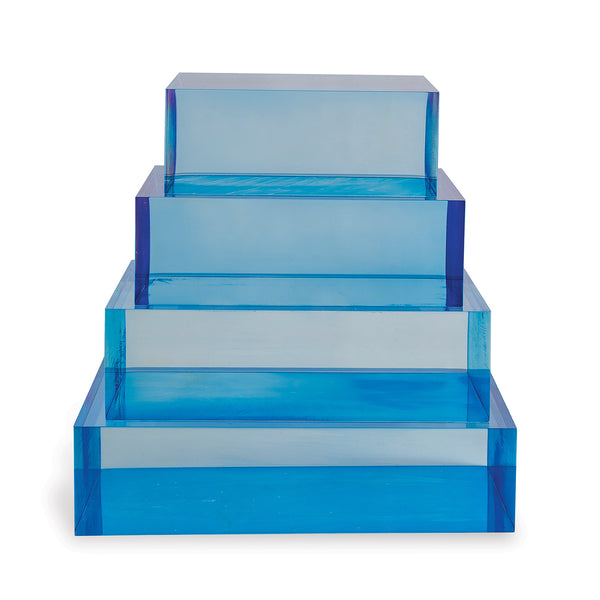 Blue Lucite Square Stand (Sold as a Set of 2, multiple sizes)