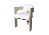 Silhouette Sculptured Dining Chair White Leather and Wood