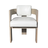 Silhouette Sculptured Dining Chair White Leather and Wood