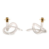 Set of 2 Acrylic Knot Candle Holder with Golden Metal Top - Acrylic/Brass