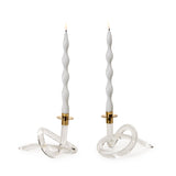 Set of 2 Acrylic Knot Candle Holder with Golden Metal Top - Acrylic/Brass