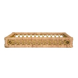 Rattan and Brass Ring Rectangle Tray