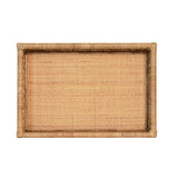 Rattan and Brass Ring Rectangle Tray