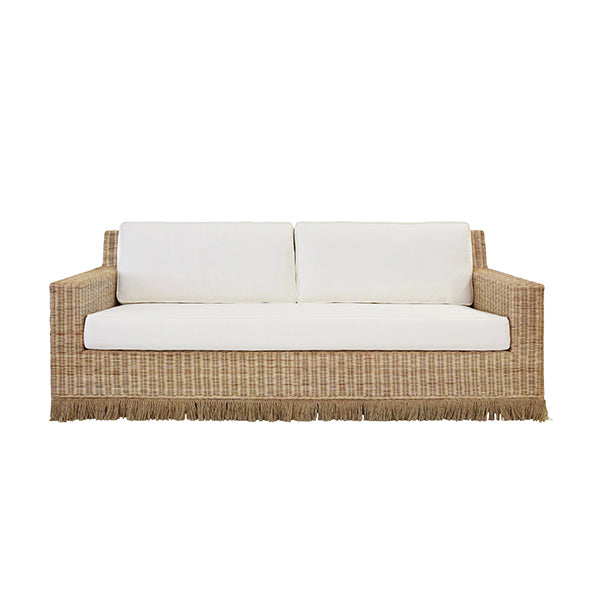 Rattan Sofa with Fringe